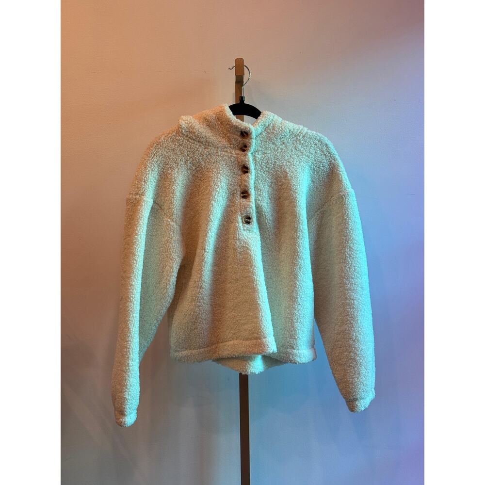 Sherpa Button-Up Two Pocket Hooded Pullover Small NWT - Picture 3 of 5